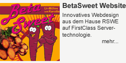 BetaSweet Website, basierend auf RSWE FirstClass Technologie
